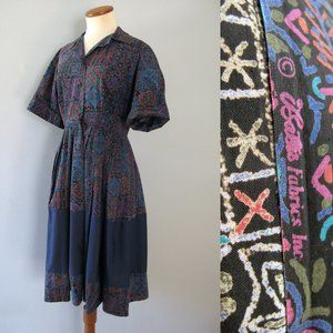 50s shirt dress vintage blue cotton short sleeve